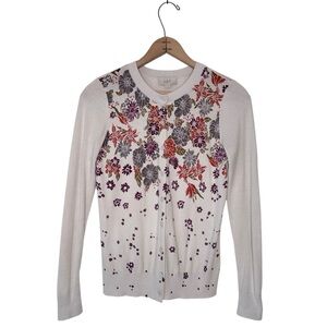 Loft Floral Print Button Down Cardigan Sweater Lightweight Size XS